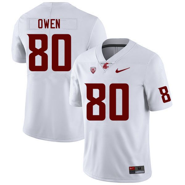 Men #80 Drake Owen Washington State Cougars College Football Jerseys Sale-White